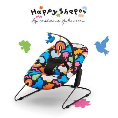 Укачивающий центр качели-шезлонг Kinderkraft Calmee Happy Shapes (игровая дуга с игрушками) Черный