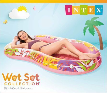 Надувной плотик матрас для плавания Тропический оазис Intex (2 цвета, 196х112х23см, подголовник, нагрузка до 100кг) 57803 EU
