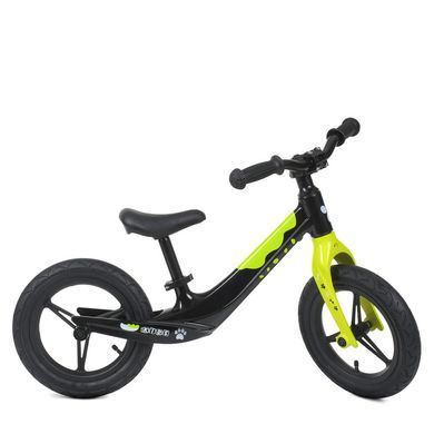Детский беговел 12 дюймов (сталь, надувные колеса) PROFI KIDS LMG1255-2 Черно-салатовый